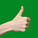 hand, symbol, arm, palm, fingers, thumbs up, yes, agree, confirm, like, good, great, okay, approve, green background